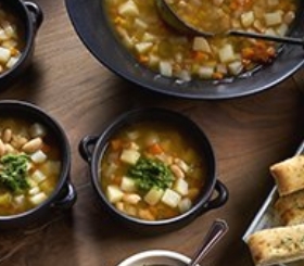 Vegetable Bean Soup with Fresh Pesto image