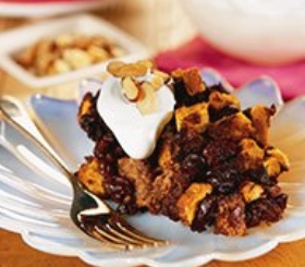 Slow-Cooked Chocolate Almond Bread Pudding with Dried Cherries image