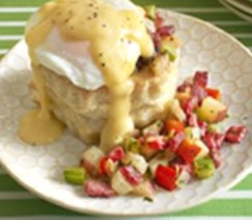 Red Potato-Corned Beef Hash and Eggs in Puff Pastry Shells image